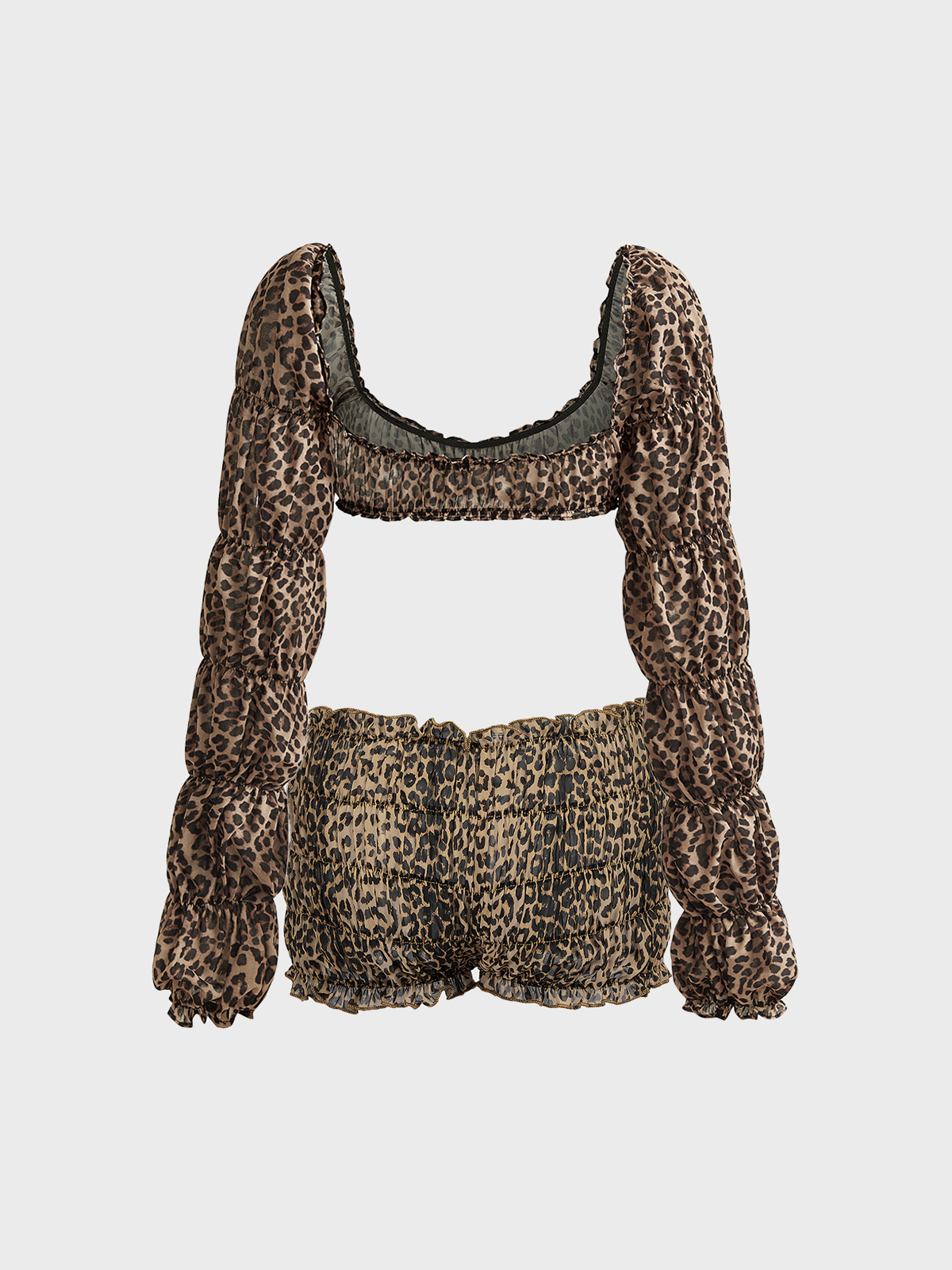 Knitted Leopard Top With Pants Two-Piece Set