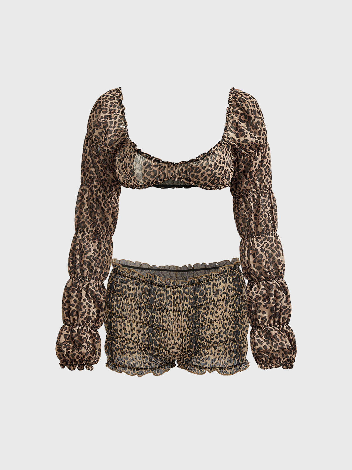 Knitted Leopard Top With Pants Two-Piece Set