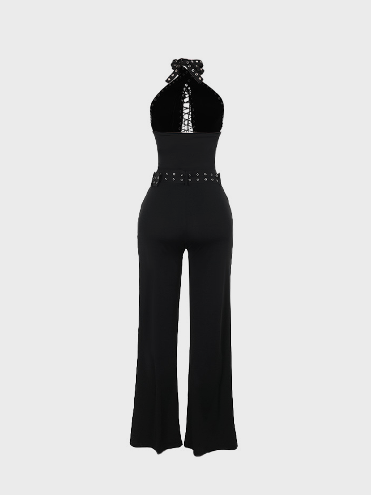 Jersey Halter Plain Sleeveless Jumpsuit