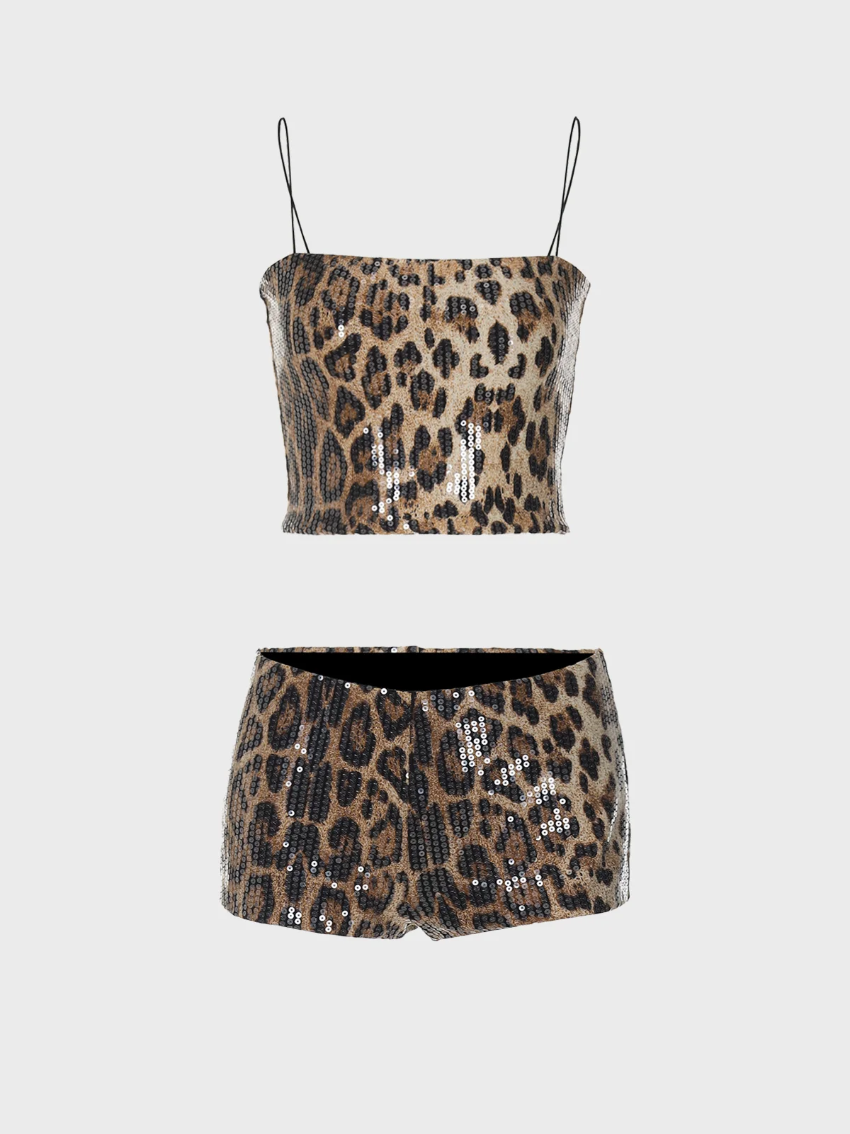 Jersey Leopard Top With Pants Two-Piece Set