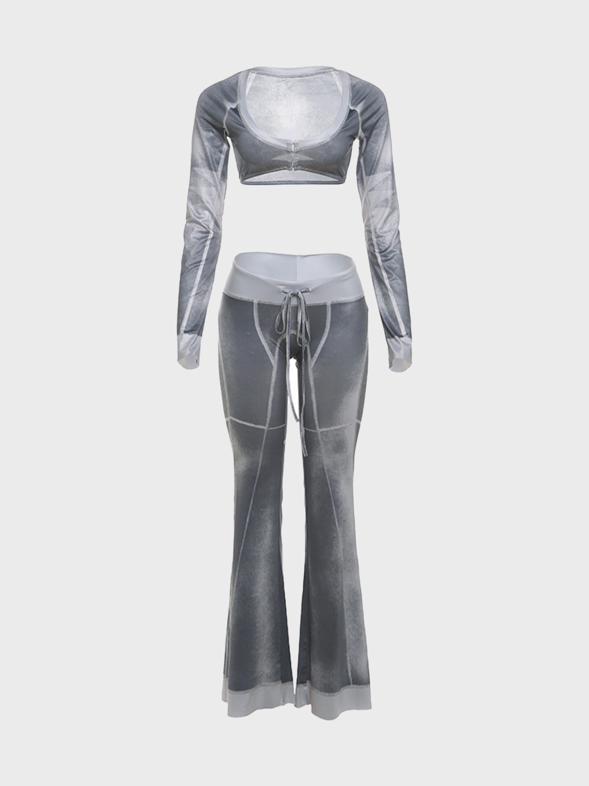 Jersey Gradient Pattern Top With Pants Two-Piece Set