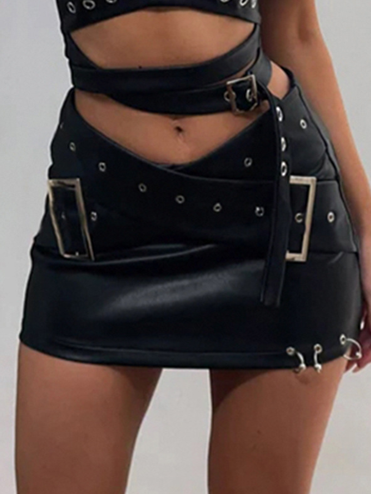 PU Plain Mini Skirt