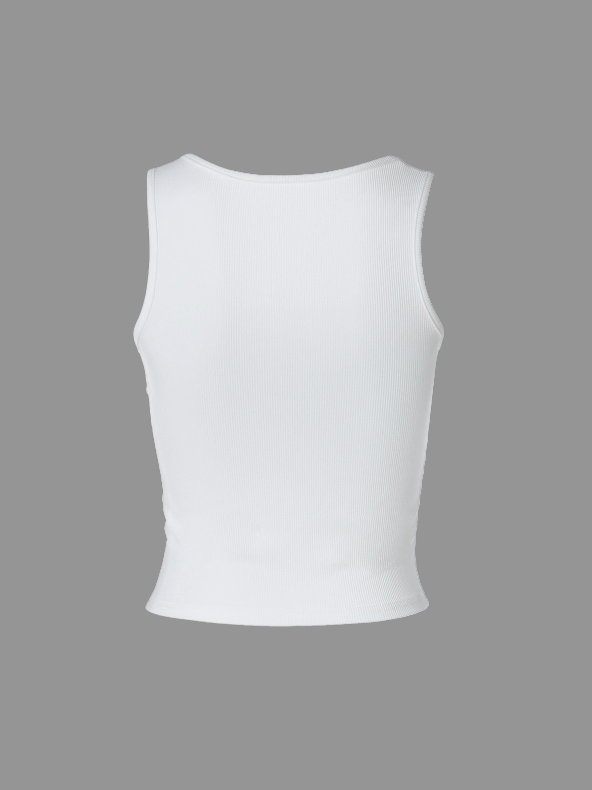 Ribbing Scoop Neck Plain Tank Top