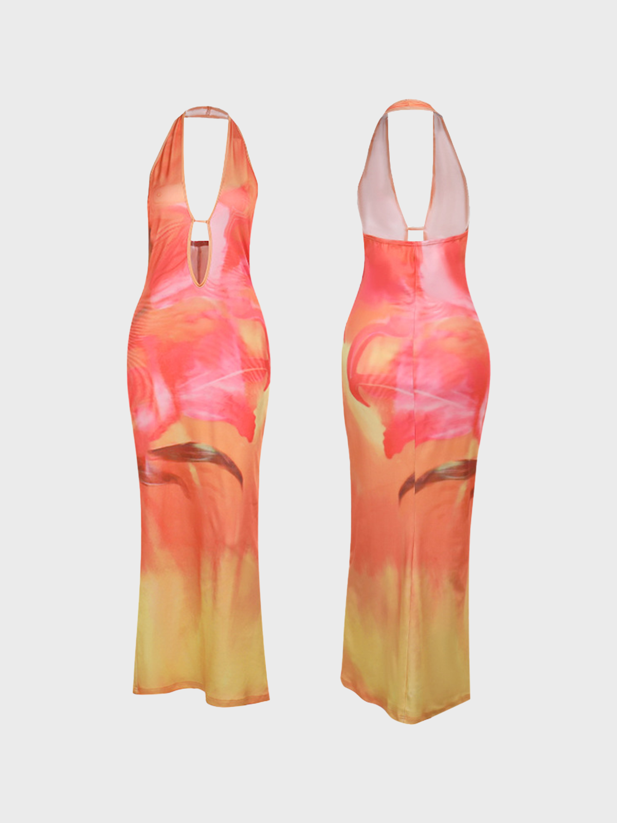 Halter Floral Sleeveless Maxi Dress