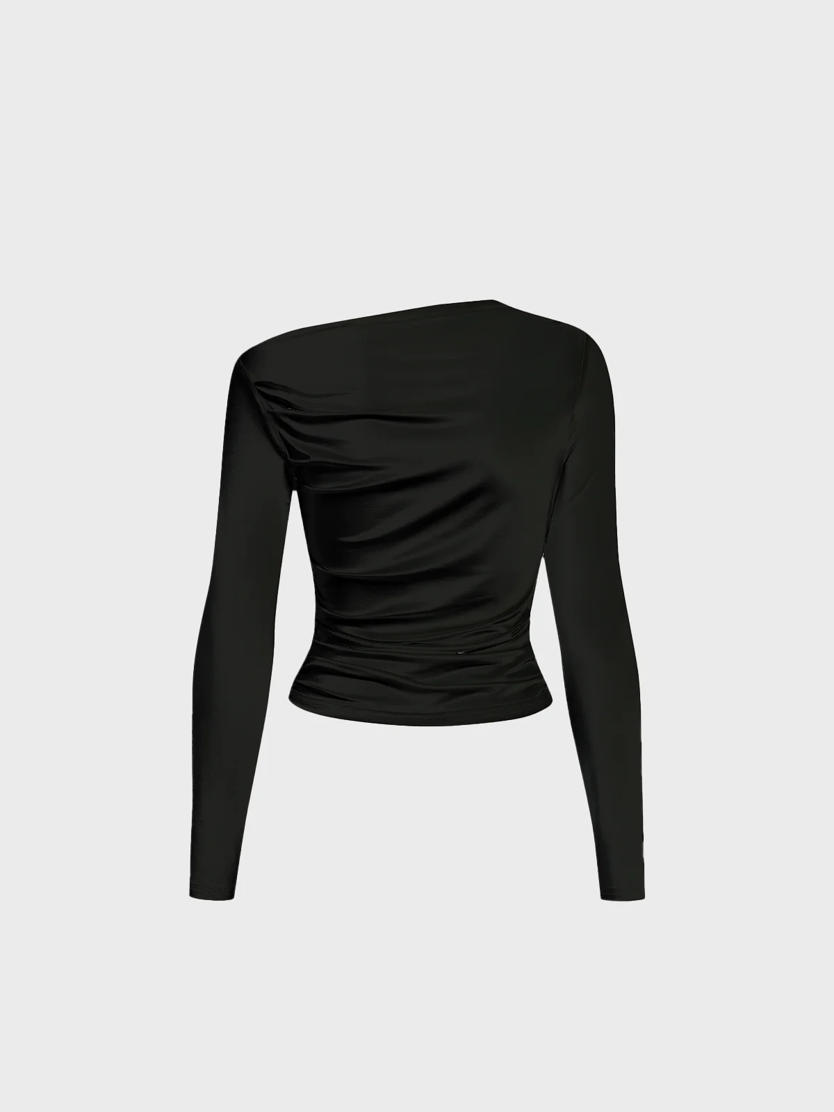 Jersey One Shoulder Plain Long Sleeve T-shirt