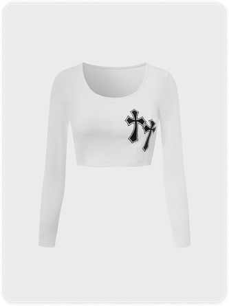 Y2K White Cross Top T-Shirt | kollyy