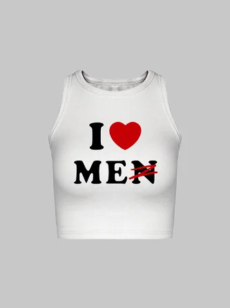 Y2K Black I Love Me Letter Sleeveless Top Tank Top & Cami