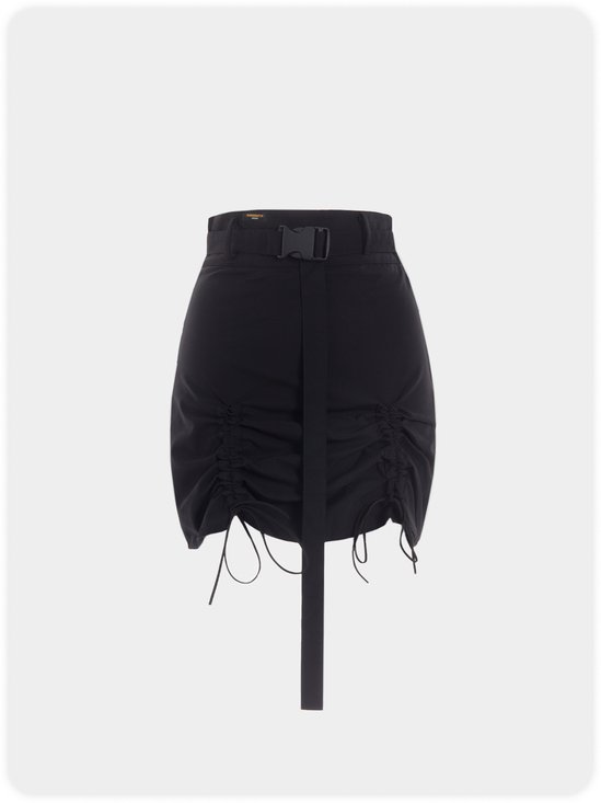 E-Girl Y2K Style Solid Drawstring Ruched Sheath Bodycon Mini Skirt