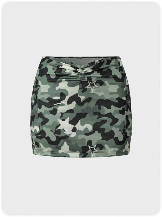Street Army Green Camo Pockets Bottom Skirt