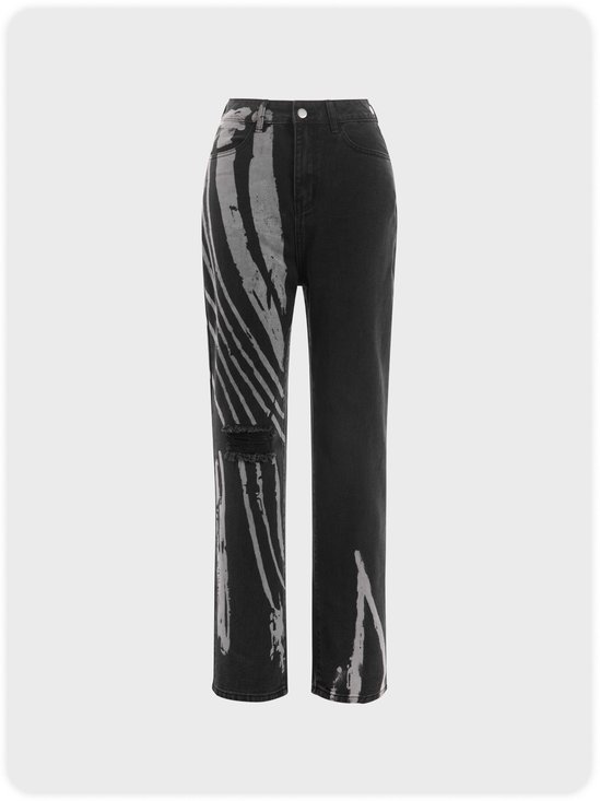 Graphic Printed Straight Leg Jeans