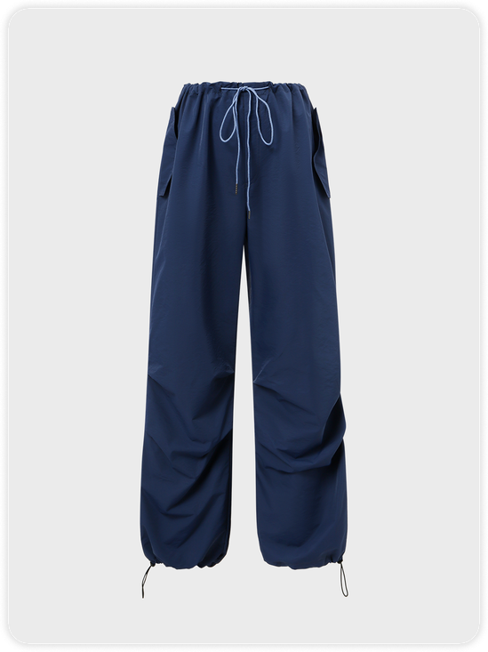 【Final Sale】Street Blue Cargo Drawstring Bottom Pants