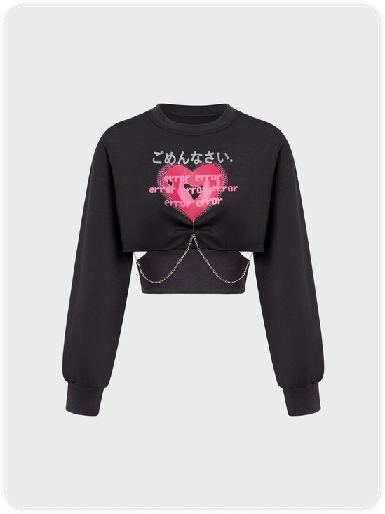 Y2k Gray heart metal chain Top Hoodie & Sweatshirt