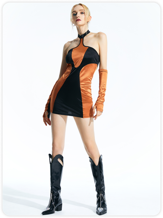 【Final Sale】Orange Dress Mini Dress