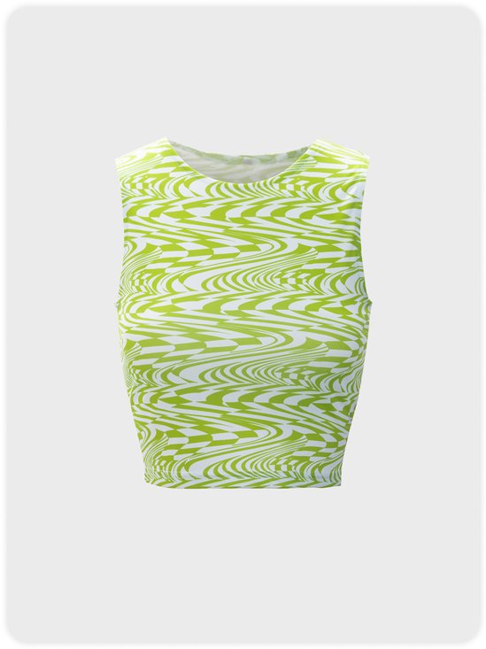 Fashion Green Water Wave Sleeveless Top Tank Top & Cami
