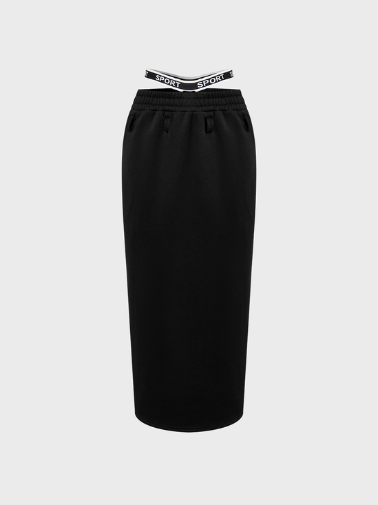 【Final Sale】Y2K Black Cropped Bottom Skirt