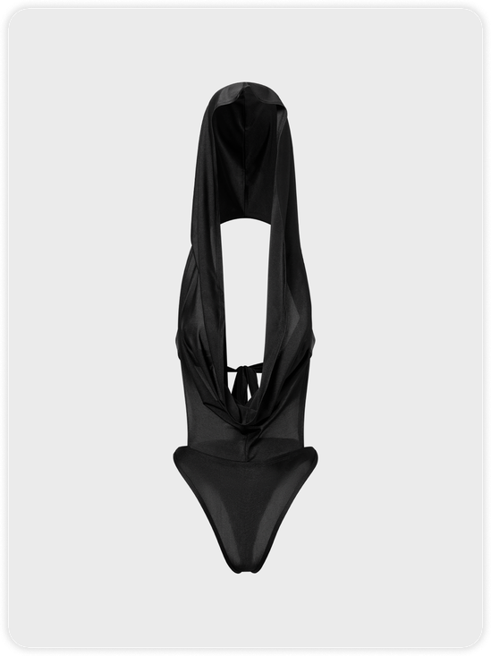 Edgy Black Backless Design Bodysuit