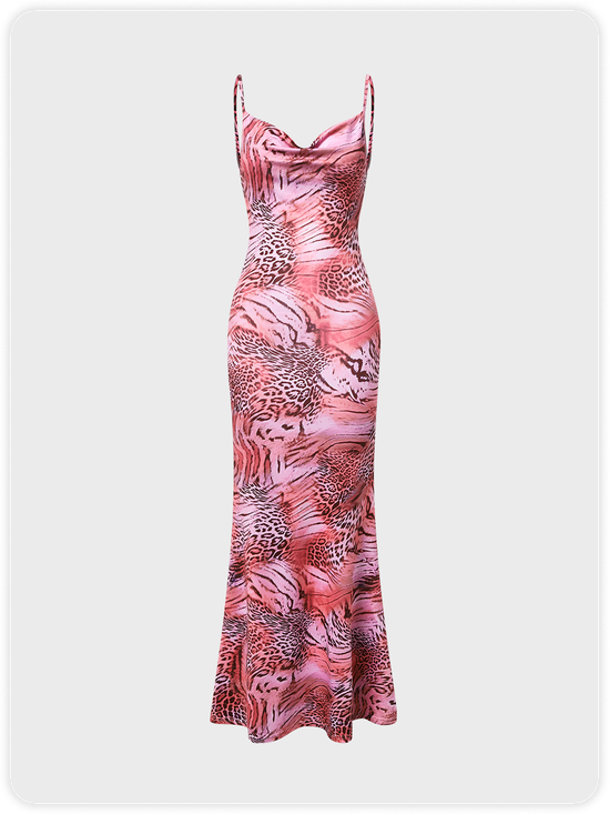 Edgy Pink Backless Dress Midi Dress