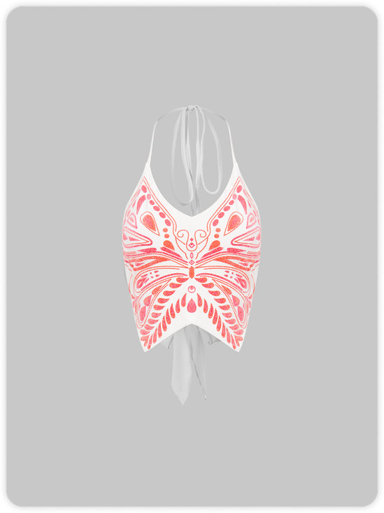 Street White Butterfly Top Tank Top & Cami