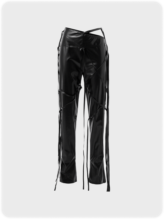Street Black Asymmetrical Design Bottom Pants