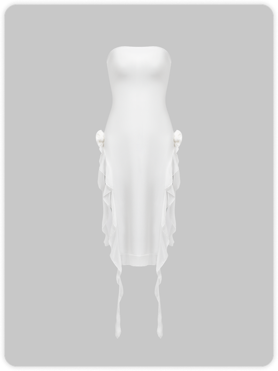 Y2k White Split Dress Midi Dress