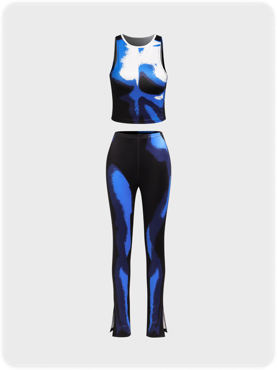 Edgy Blue Body print Two-Piece Set