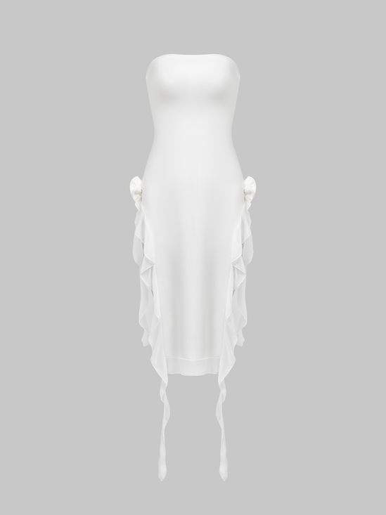 Y2k Balletcore White Split Dress Midi Dress