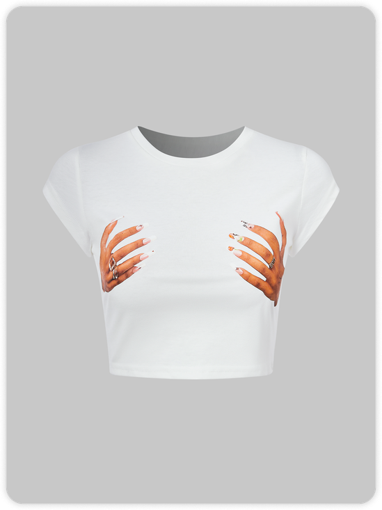 Street White Body print Top T-Shirt