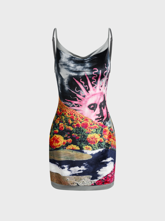 【Final Sale】Y2K Multicolor Painting Dress Mini Dress
