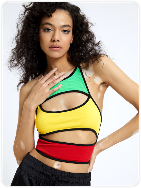 Y2k Multicolor Color block Cut out Top Tank Top & Cami