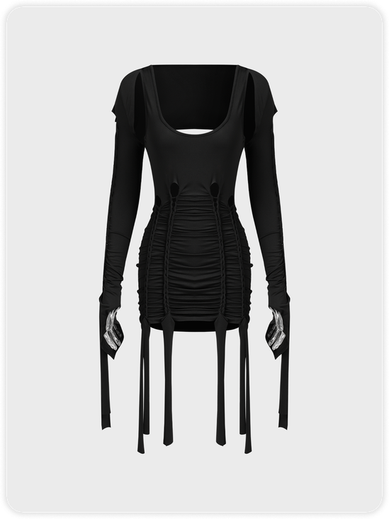 【Final Sale】Punk Black Cut out Dress Mini Dress
