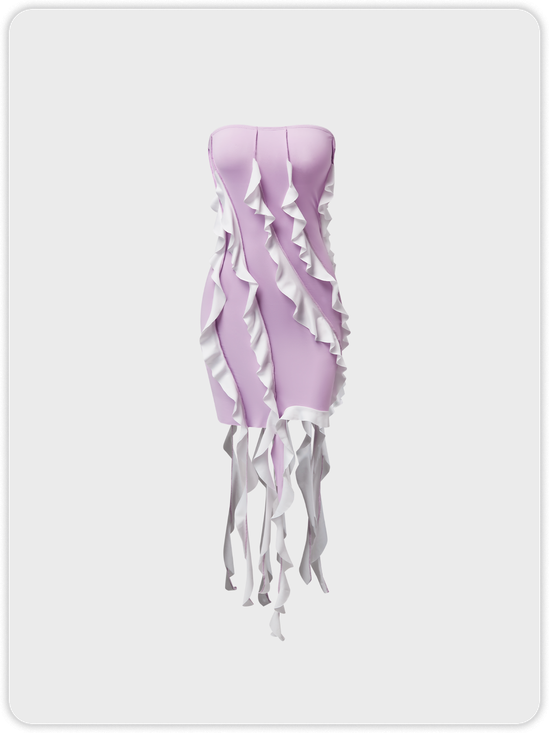 Y2k Purple Color block Asymmetrical design Sleated Dress Mini Dress