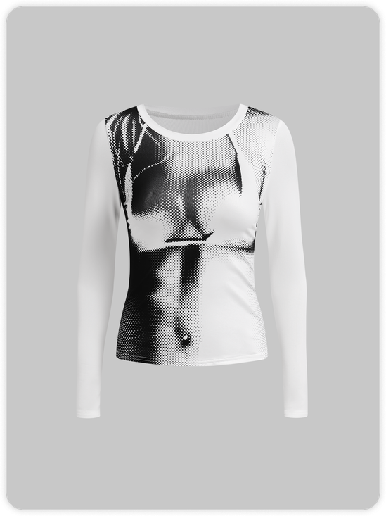 Edgy White Body print Top T-Shirt
