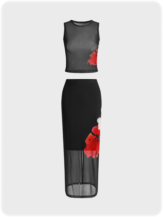Y2k Black Mesh Two-Piece Set