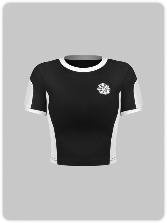 Street Black-white Tchwork Colorblock Top T-Shirt