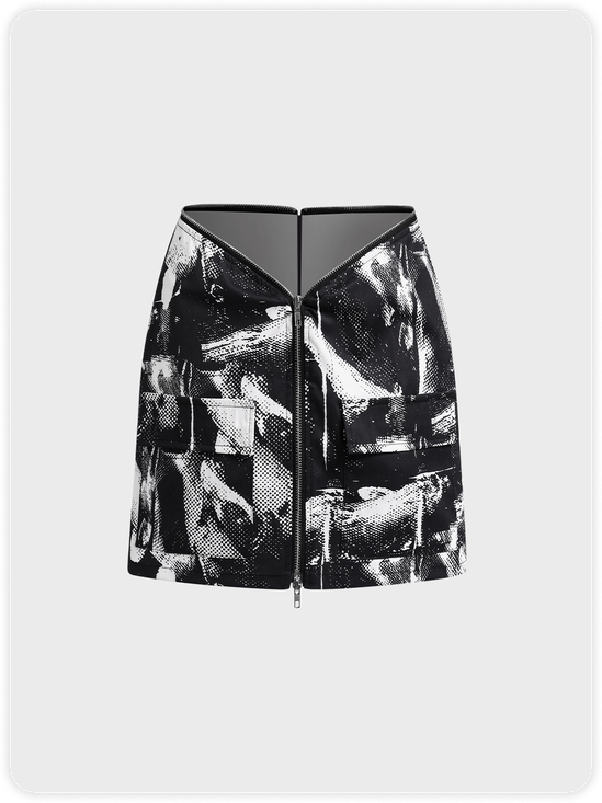 Street Black Zipper Bottom Skirt