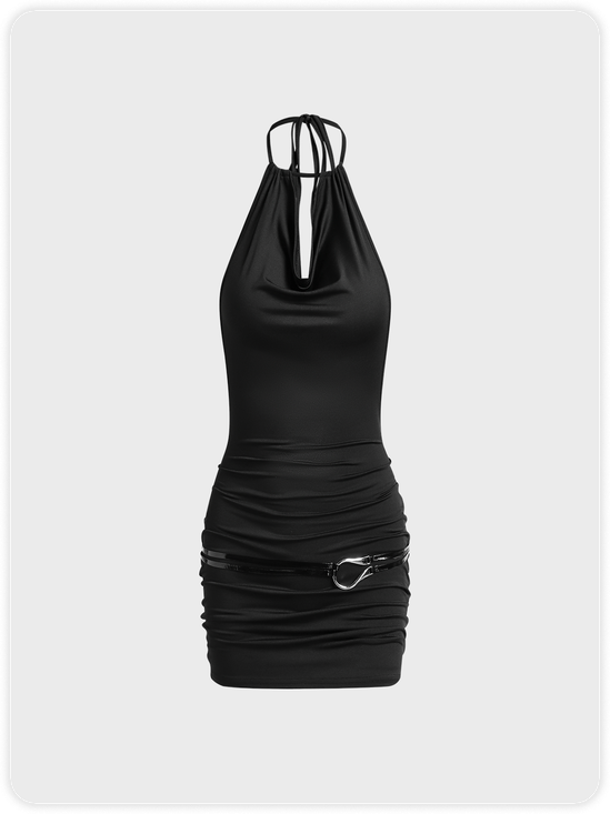 Y2k Black Backless Dress Mini Dress
