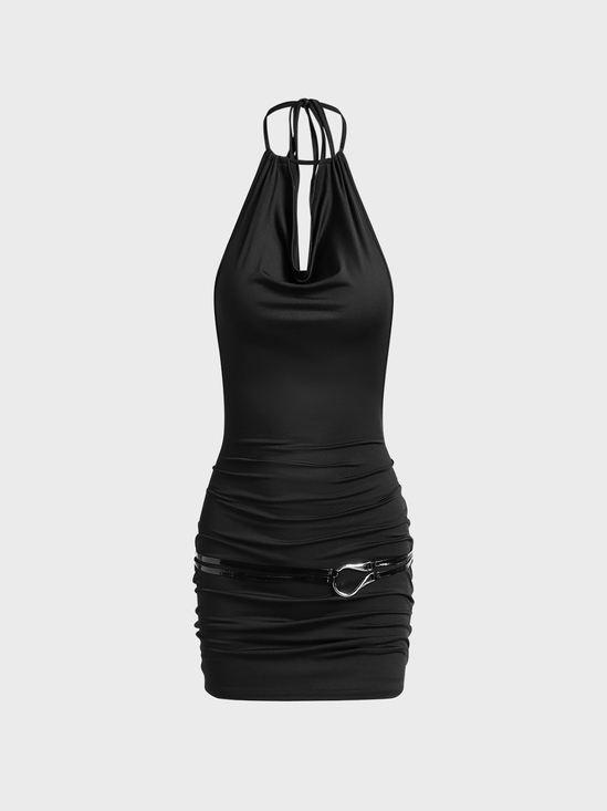 【Final Sale】Y2k Black Backless Dress Mini Dress
