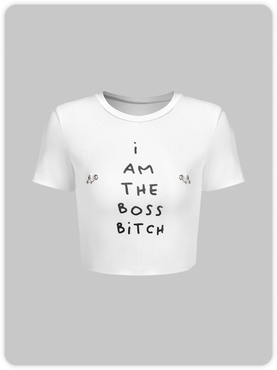 Y2k White Letter Top T-Shirt