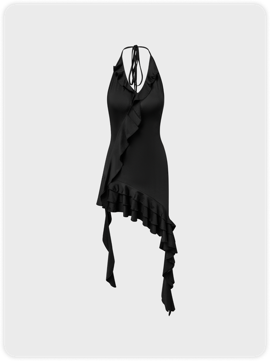 Y2k Black Ruffles Dress Mini Dress