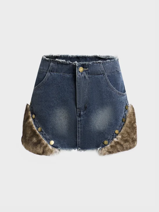 【Final Sale】Y2k Blue Patchwork Bottom Skirt