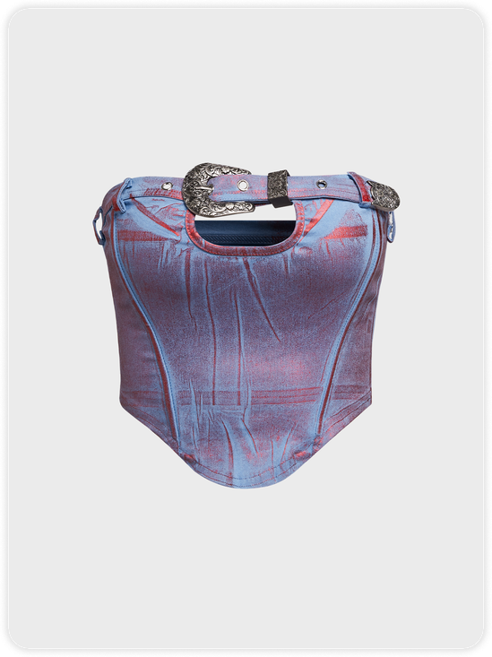 Y2k Blue Cut out Top Women Top