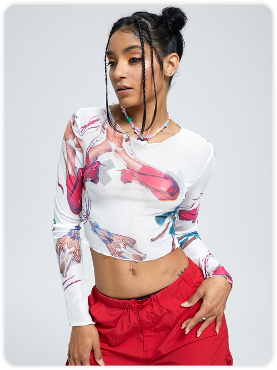 Y2k White Top Women Top