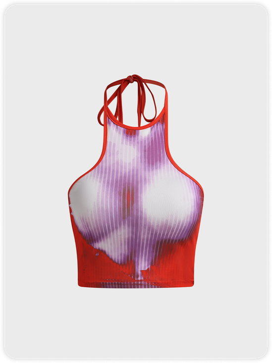【Final Sale】Edgy Red Body print Cut out Top Tank Top & Cami