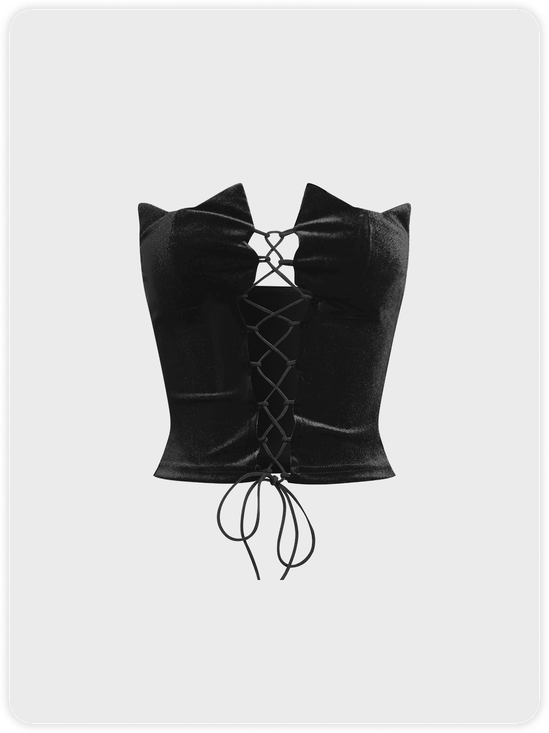 Y2k Black Lace up Corset Top Women Top