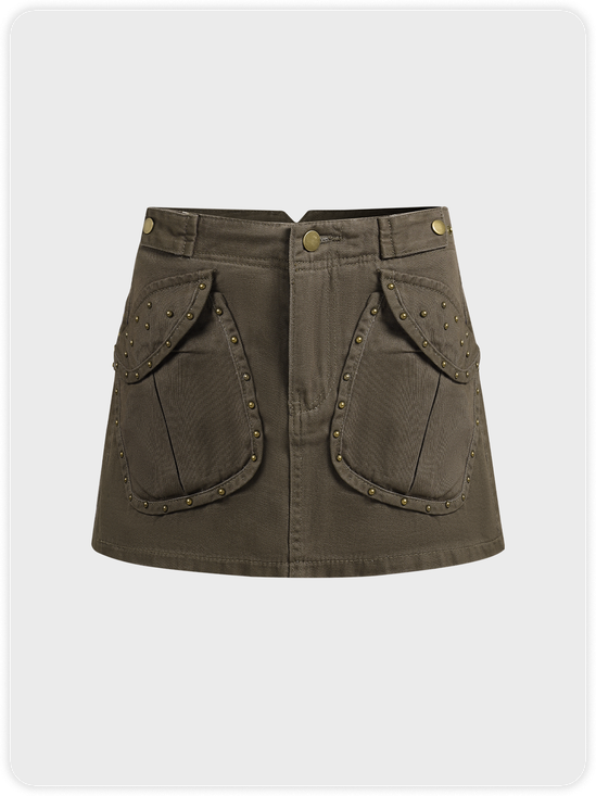 【Final Sale】Street Gray Cargo Bottom Skirt
