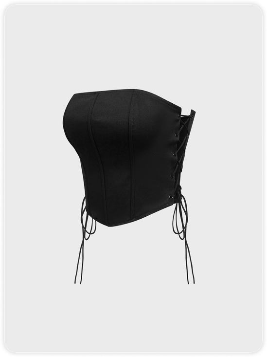 Punk Black Lace up Corset Top Women Top