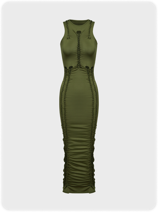 【Final Sale】Edgy Black Cut out Dress Midi Dress