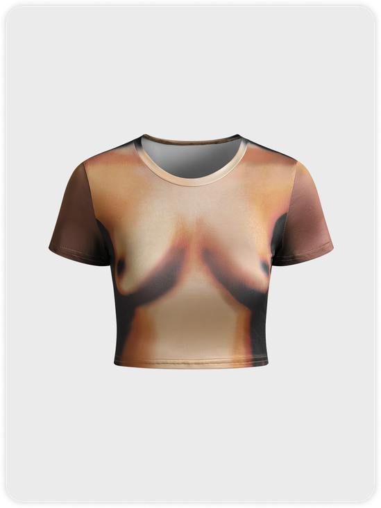 Edgy Brown Body print Top T-Shirt