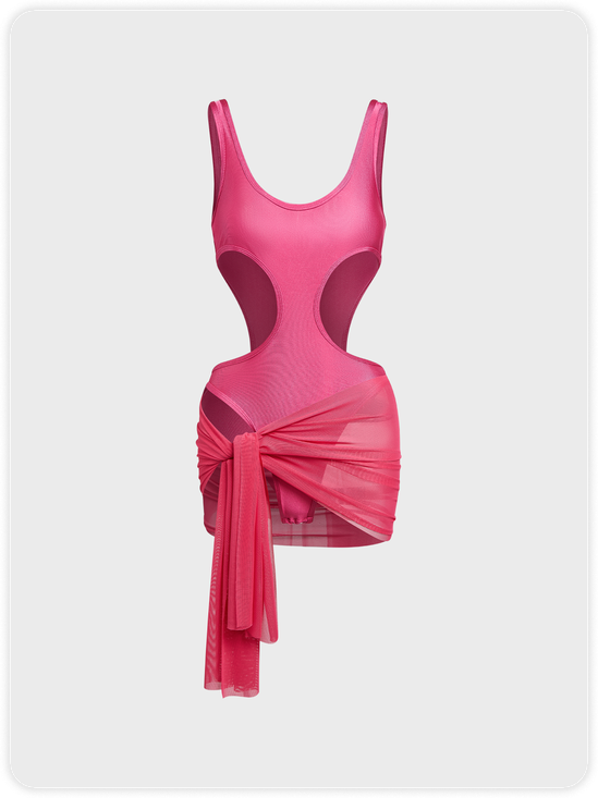Y2k Deep Pink Cut out Knot Two-Piece Set