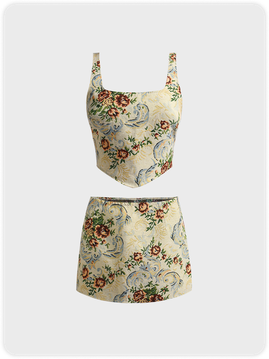 Edgy Yellow Floral Two-Piece Set